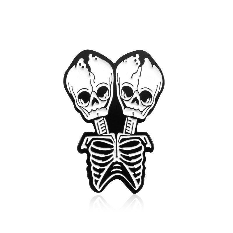 Twin Skull Pin Halloween Ornament Party Accessory