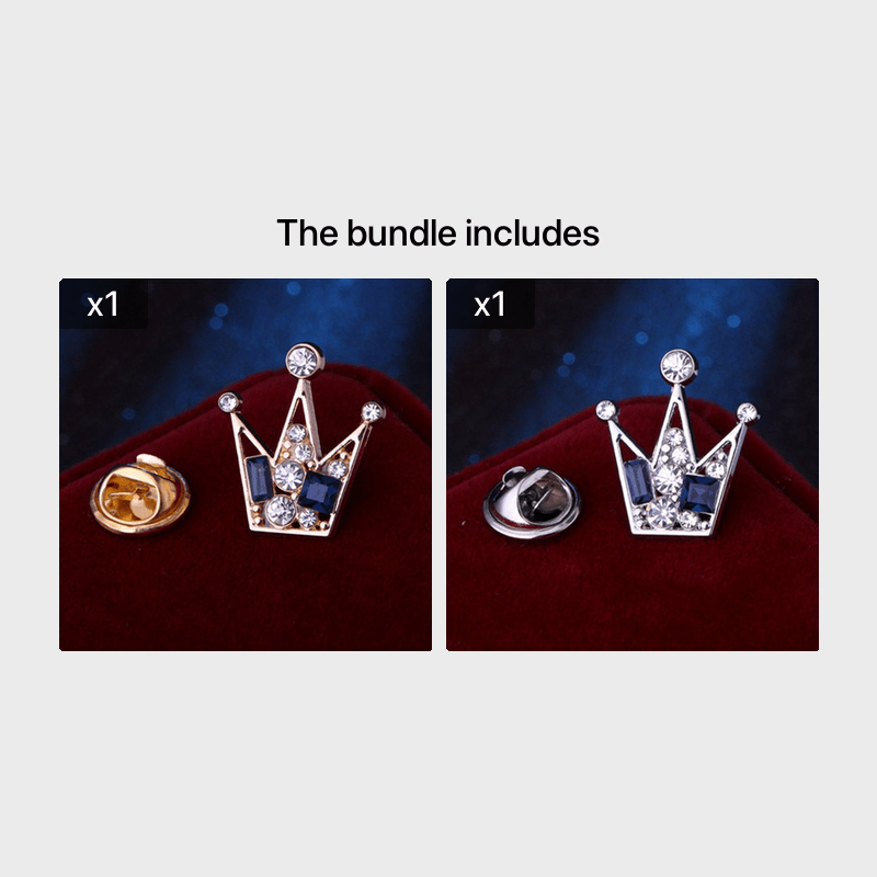 Men's Crown Collar Pin Crystal Collar Clip