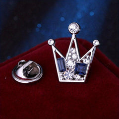 Men's Crown Collar Pin Crystal Collar Clip