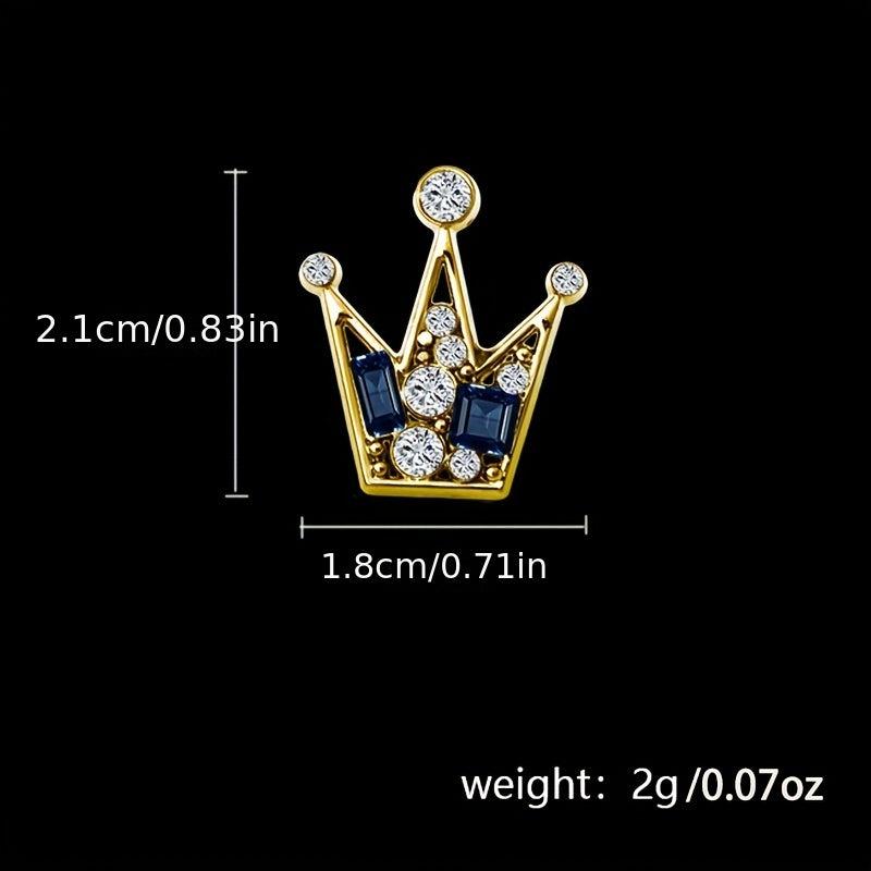 Men's Crown Collar Pin Crystal Collar Clip