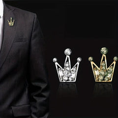 Men's Crown Collar Pin Crystal Collar Clip