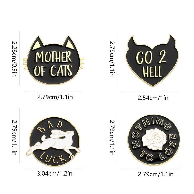 No Sleep Club Enamel Pins Brooches Punk Cat Bad Luck Rabbit Rose Lapel Badges