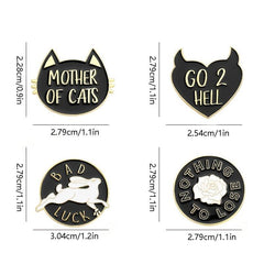 No Sleep Club Enamel Pins Brooches Punk Cat Bad Luck Rabbit Rose Lapel Badges