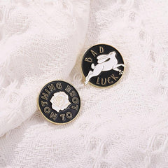 No Sleep Club Enamel Pins Brooches Punk Cat Bad Luck Rabbit Rose Lapel Badges