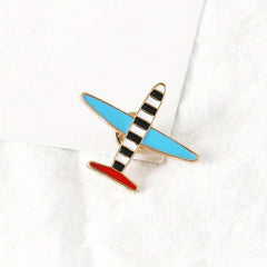 Men's Small Airplane Brooch Flower Badge Striped Airplane Brooch