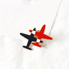 Men's Small Airplane Brooch Flower Badge Striped Airplane Brooch