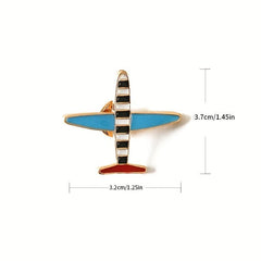 Men's Small Airplane Brooch Flower Badge Striped Airplane Brooch