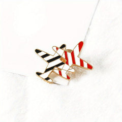 Men's Small Airplane Brooch Flower Badge Striped Airplane Brooch