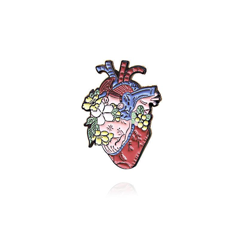 Anatomy Organs Flower Brooch Visceral Skeleton Pin