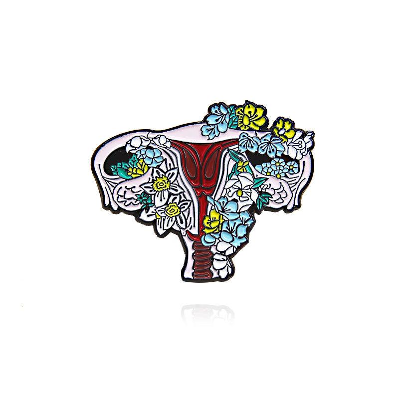 Anatomy Organs Flower Brooch Visceral Skeleton Pin