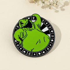 Green Monster Metal Brooch Men's Christmas Eerie Smile