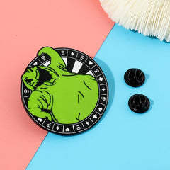 Green Monster Metal Brooch Men's Christmas Eerie Smile