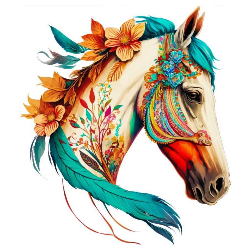 Indian Horse Head HTV Iron-on Transfer Decals for Men
