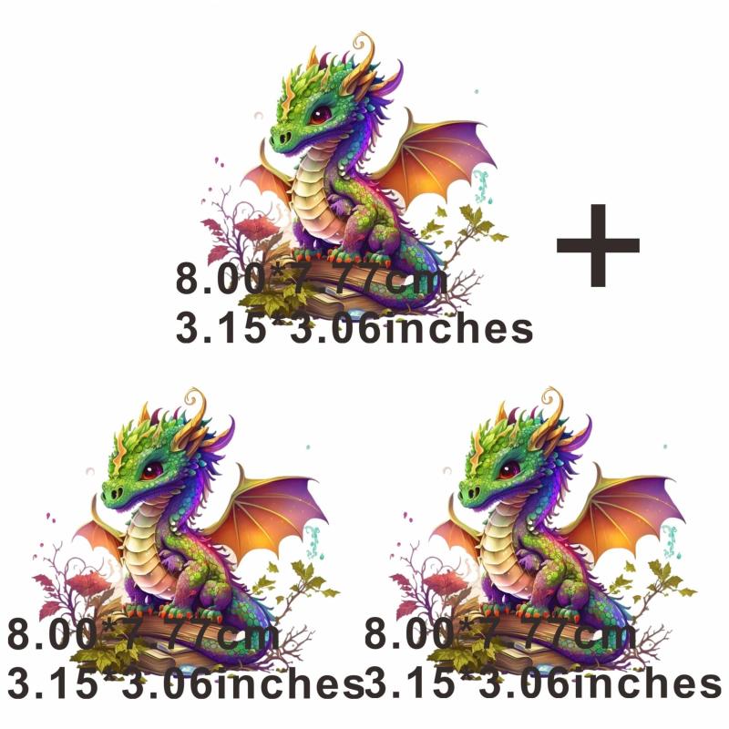 Hand Painted Dinosaur Iron on Transfer Stickers for T shirts and Jackets