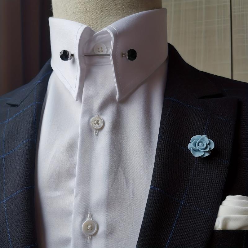Collar Pin Men's Shirt Round Crystal Ball Hole Collars Pins Business Gift