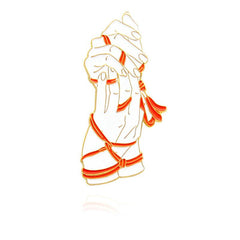 Two Hands Tied Red Rope Couple Brooch