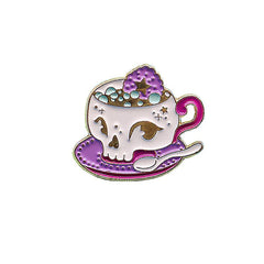 Rose Red Skull Teapot Coffee Cup Cartoon Brooch