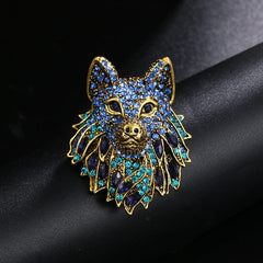 Rhinestone Wolf Brooch Pin Jewelry for Women Men