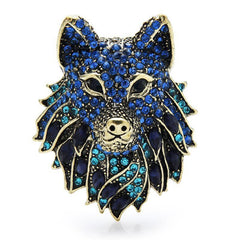 Rhinestone Wolf Brooch Pin Jewelry for Women Men