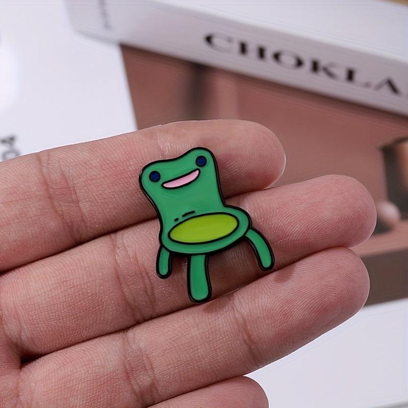 Kids Frog Stool Shape Green Bag Brooch Pin