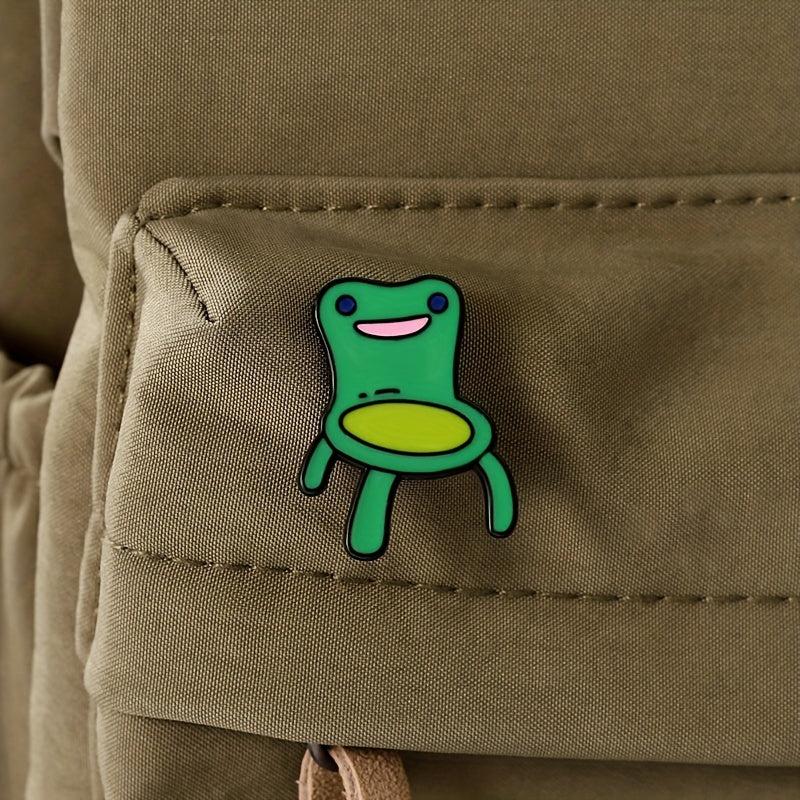 Kids Frog Stool Shape Green Bag Brooch Pin