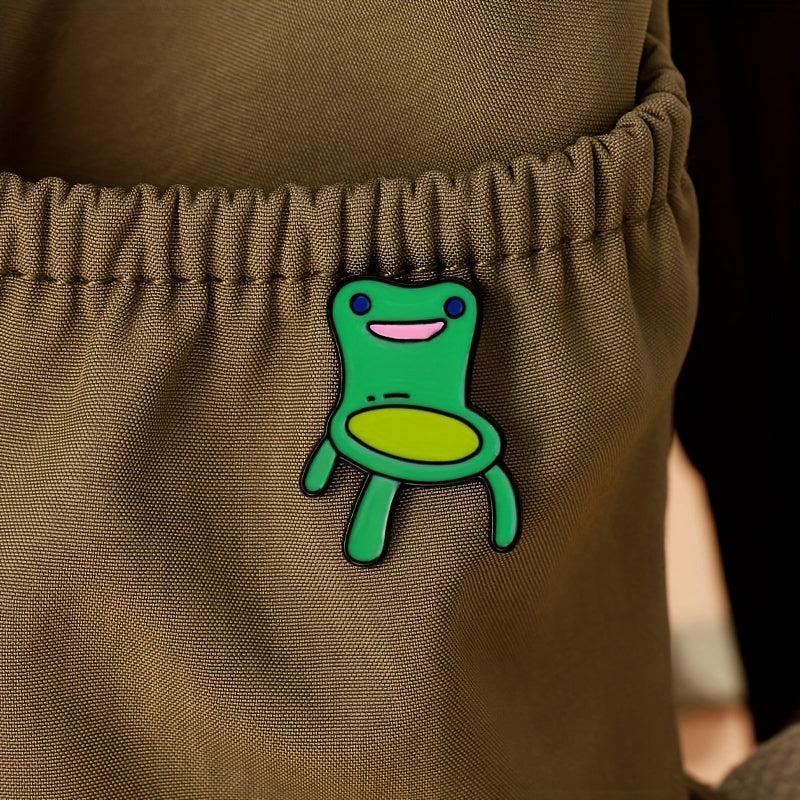 Kids Frog Stool Shape Green Bag Brooch Pin