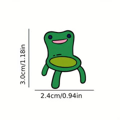 Kids Frog Stool Shape Green Bag Brooch Pin
