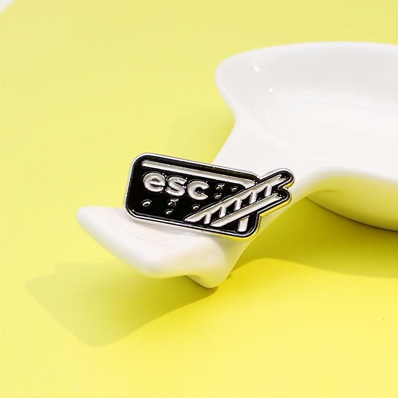 Computer ESC Exit Button Brooch