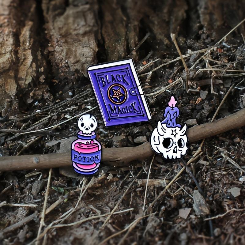 Halloween Skull Medicine Water Magic Book Bracelet Emblem