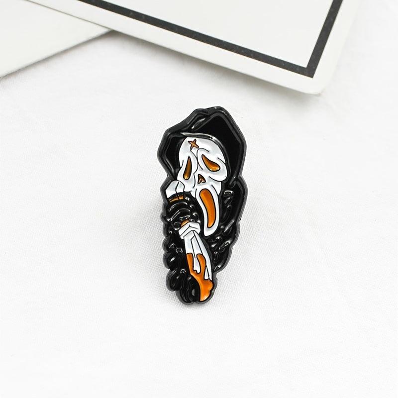 Grim Reaper Skull Brooch Cape Pin