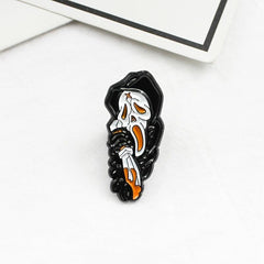 Grim Reaper Skull Brooch Cape Pin