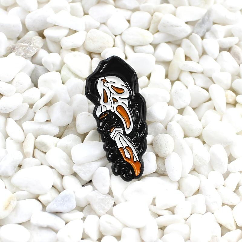 Grim Reaper Skull Brooch Cape Pin