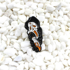 Grim Reaper Skull Brooch Cape Pin
