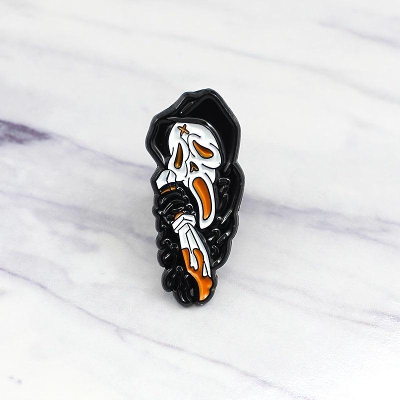 Grim Reaper Skull Brooch Cape Pin