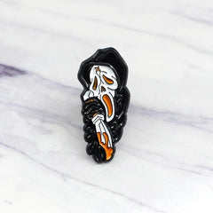 Grim Reaper Skull Brooch Cape Pin