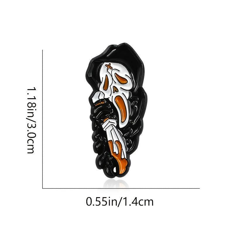 Grim Reaper Skull Brooch Cape Pin