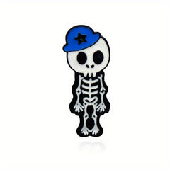 Skull Skeleton Brooch Couple Enamel Pin 2 Styles Red Bowknot Female