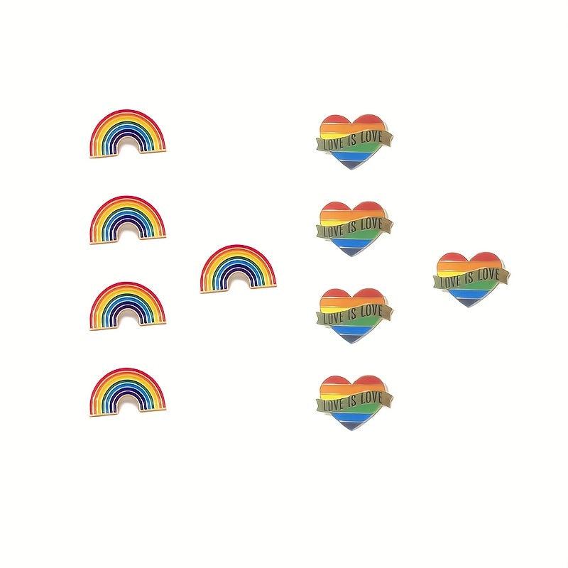 5pcs Rainbow & Heart Enamel Pins Brooches Bag Accessories