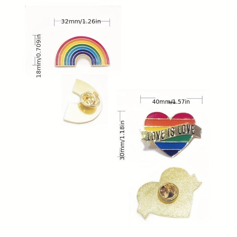 5pcs Rainbow & Heart Enamel Pins Brooches Bag Accessories