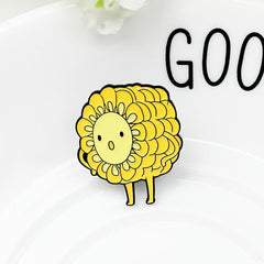 Yellow Corn Cartoon Brooch For Men