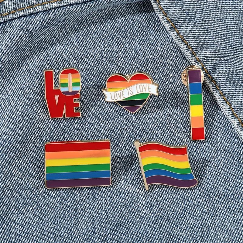 Colorful Rainbow Enamel Pin for Men Love Flag Brooch Holiday Gift