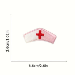 8pcs Pink Nurse Iron On Patches Embroidered Applique Repair Patch DIY