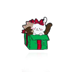 Cat Reindeer Santa Claus Christmas Tree Brooch