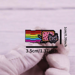 Cat Rainbow Pop Tart Enamel Brooch Pins For Men Metal Badges