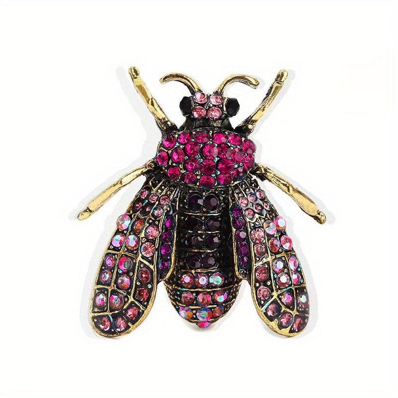 Vintage Bee Rhinestone Brooch Banquet Clothes Pin Scarf Clip