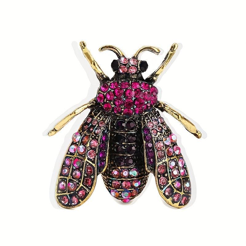 Vintage Bee Rhinestone Brooch Banquet Clothes Pin Scarf Clip