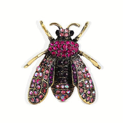 Vintage Bee Rhinestone Brooch Banquet Clothes Pin Scarf Clip