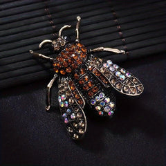 Vintage Bee Rhinestone Brooch Banquet Clothes Pin Scarf Clip