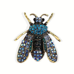 Vintage Bee Rhinestone Brooch Banquet Clothes Pin Scarf Clip