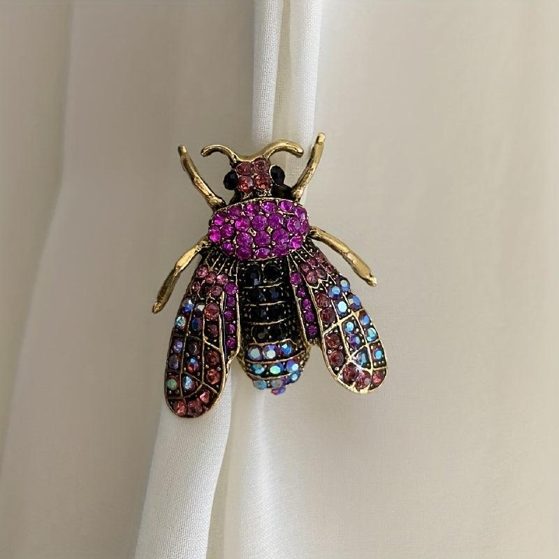Vintage Bee Rhinestone Brooch Banquet Clothes Pin Scarf Clip